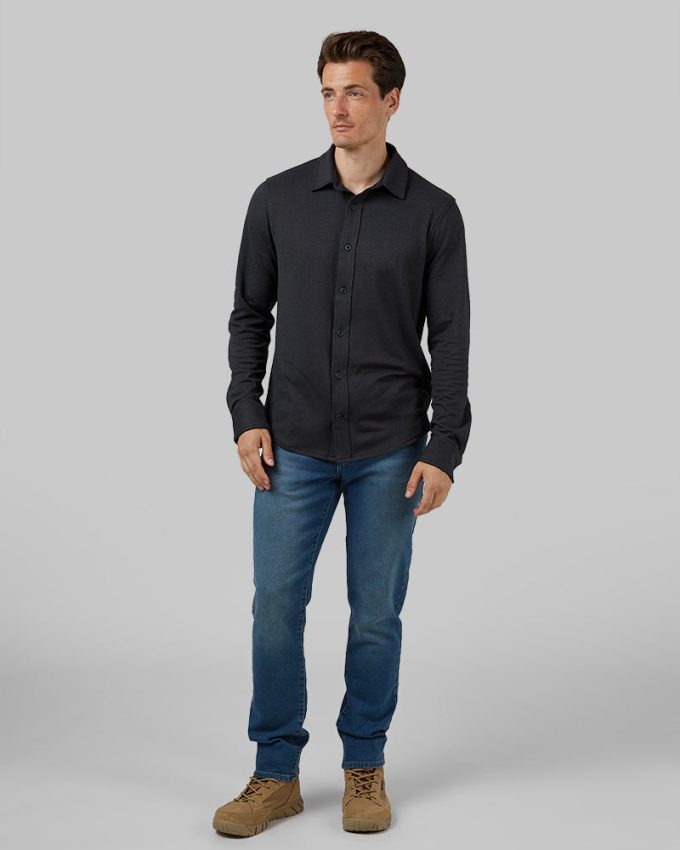 MEN'S SOFT STRETCH KNIT LONG SLEEVE BUTTON-UP - Image 15