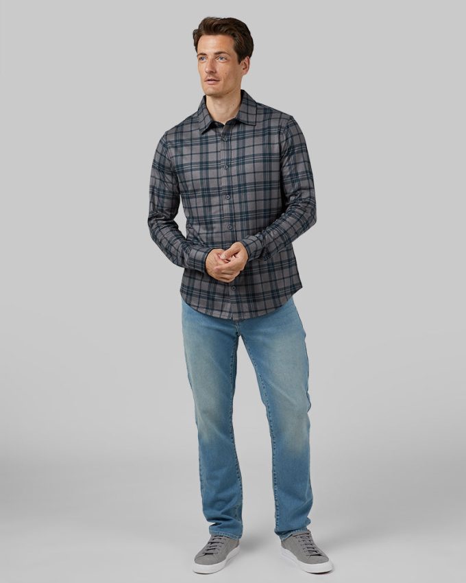 MEN'S SOFT STRETCH KNIT LONG SLEEVE BUTTON-UP - Image 4