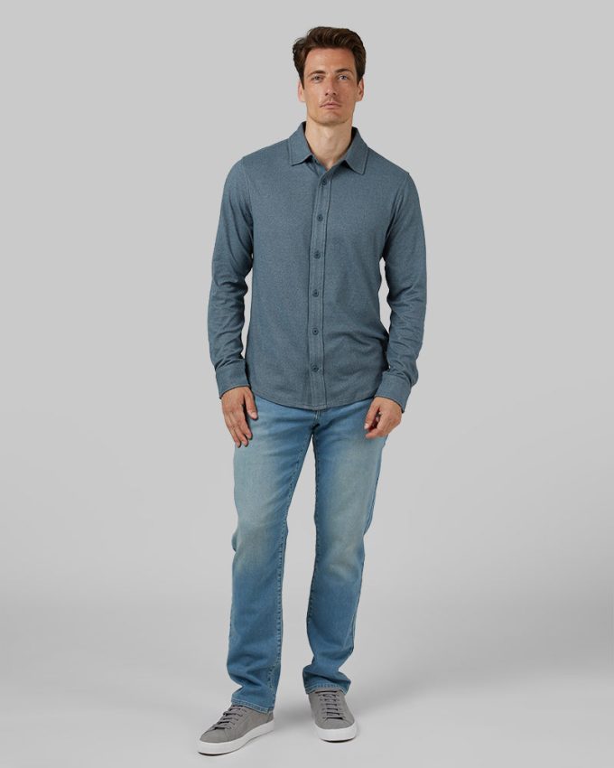 MEN'S SOFT STRETCH KNIT LONG SLEEVE BUTTON-UP - Image 8