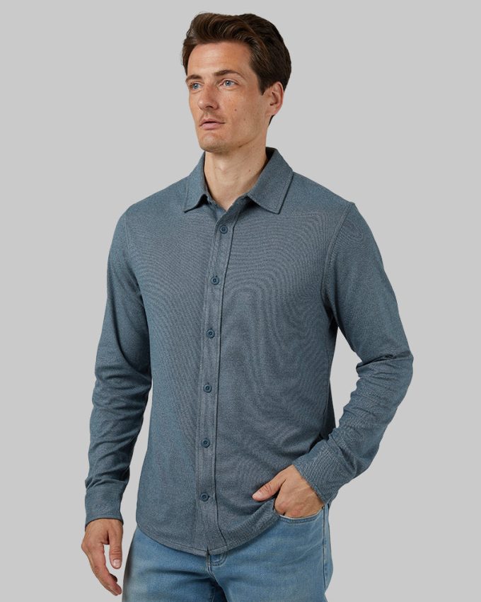 MEN'S SOFT STRETCH KNIT LONG SLEEVE BUTTON-UP - Image 5