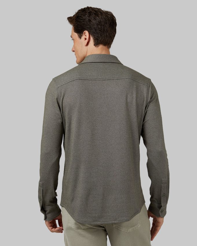 MEN'S SOFT STRETCH KNIT LONG SLEEVE BUTTON-UP - Image 3