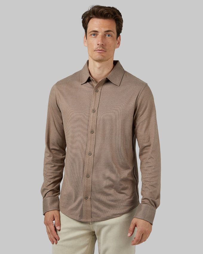 MEN'S SOFT STRETCH KNIT LONG SLEEVE BUTTON-UP - Image 9