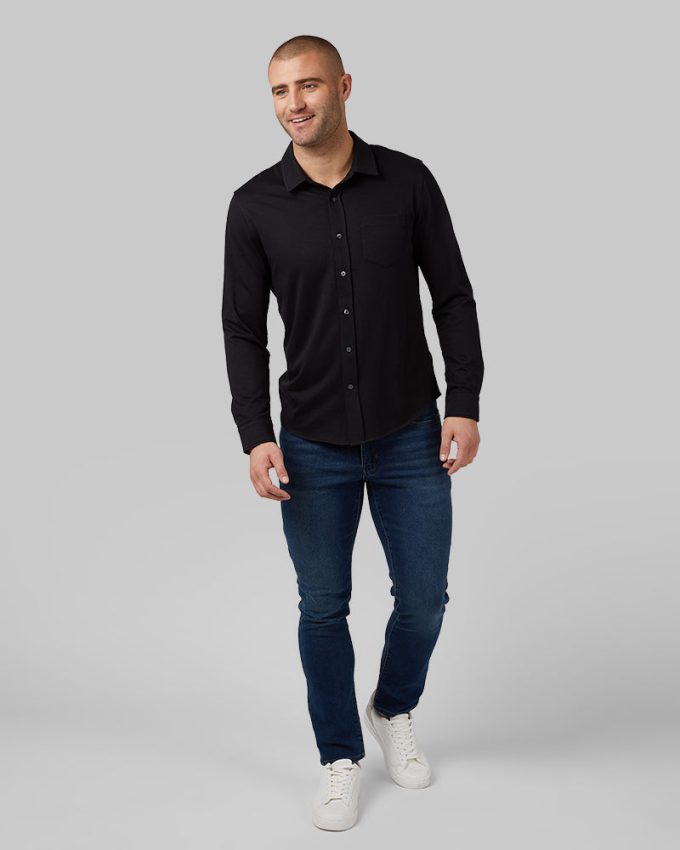 MEN'S CASUAL KNIT LONG SLEEVE BUTTON-UP - Image 16