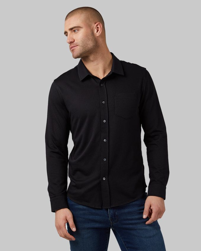 MEN'S CASUAL KNIT LONG SLEEVE BUTTON-UP - Image 13