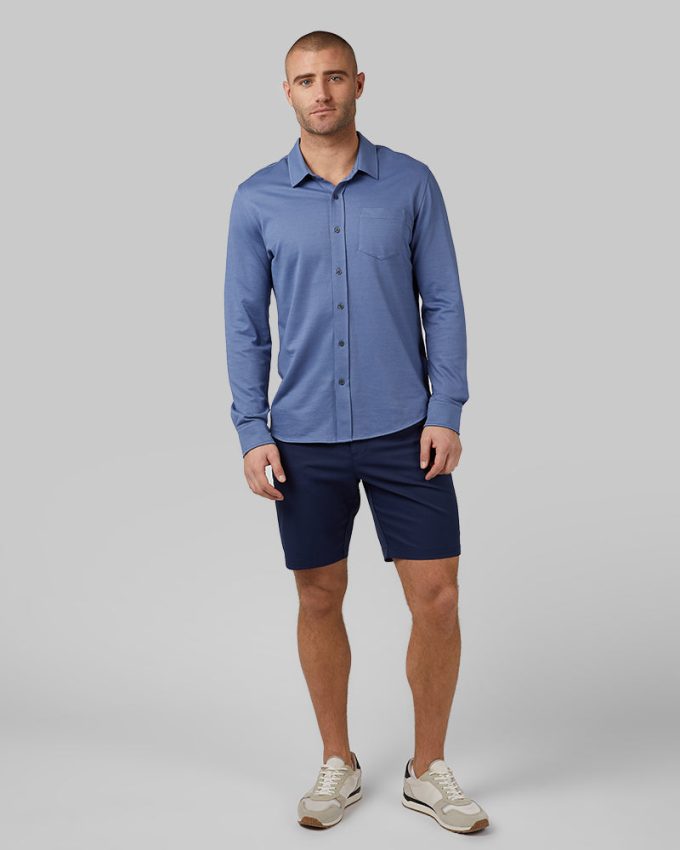 MEN'S CASUAL KNIT LONG SLEEVE BUTTON-UP - Image 4