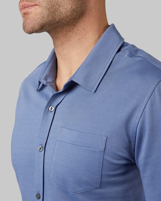 MEN'S CASUAL KNIT LONG SLEEVE BUTTON-UP - Image 2