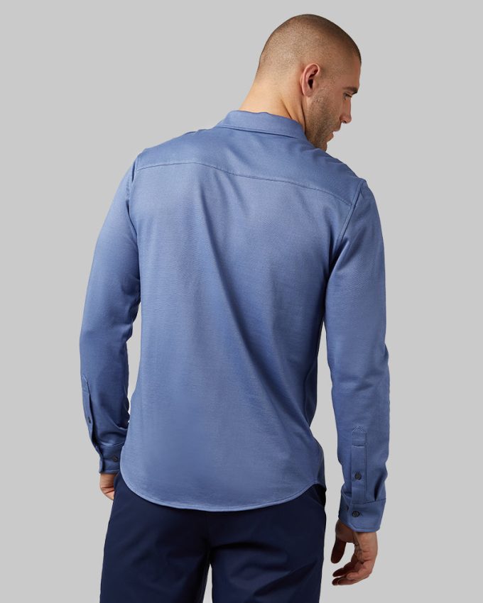 MEN'S CASUAL KNIT LONG SLEEVE BUTTON-UP - Image 3