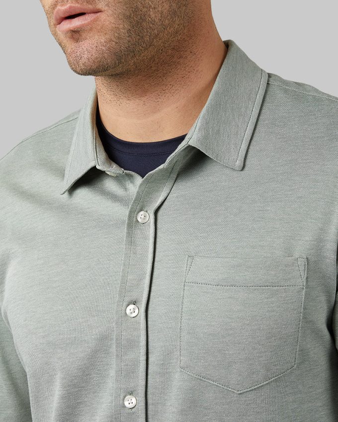 MEN'S CASUAL KNIT LONG SLEEVE BUTTON-UP - Image 6
