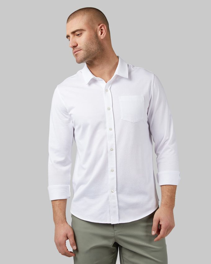 MEN'S CASUAL KNIT LONG SLEEVE BUTTON-UP - Image 9